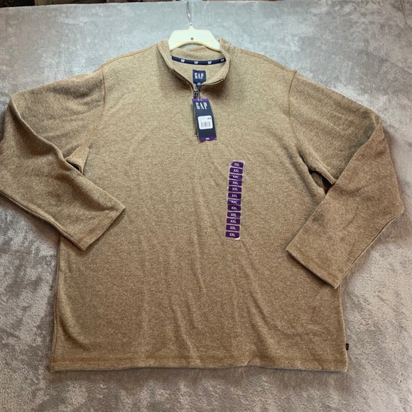 GAP Other - Gap Mens XXL Quarter Zip Pullover Sweater Ermine Brown Heathered Knit QMT5562S